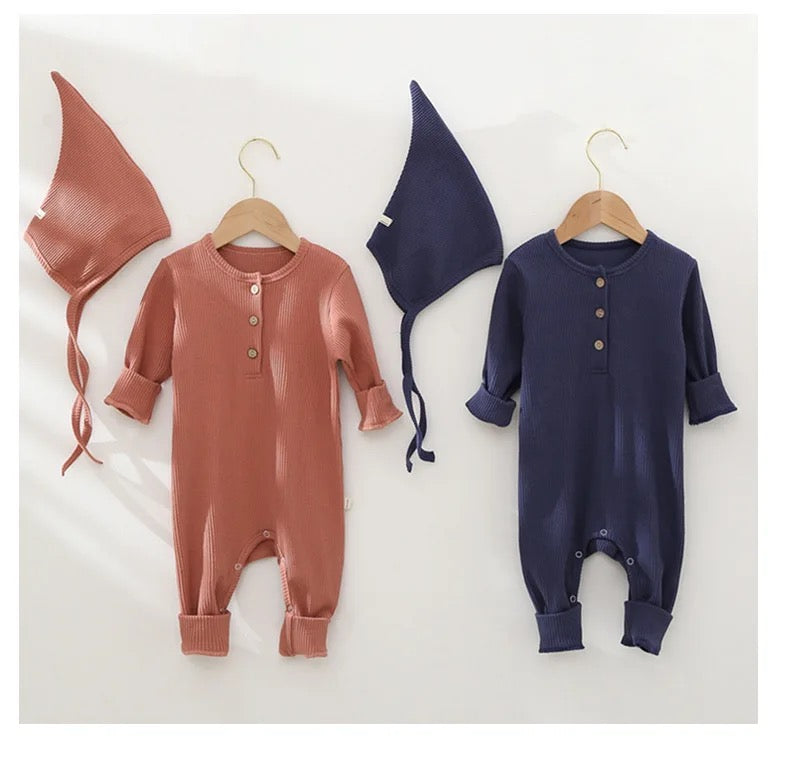 Baby sleep suit with hat